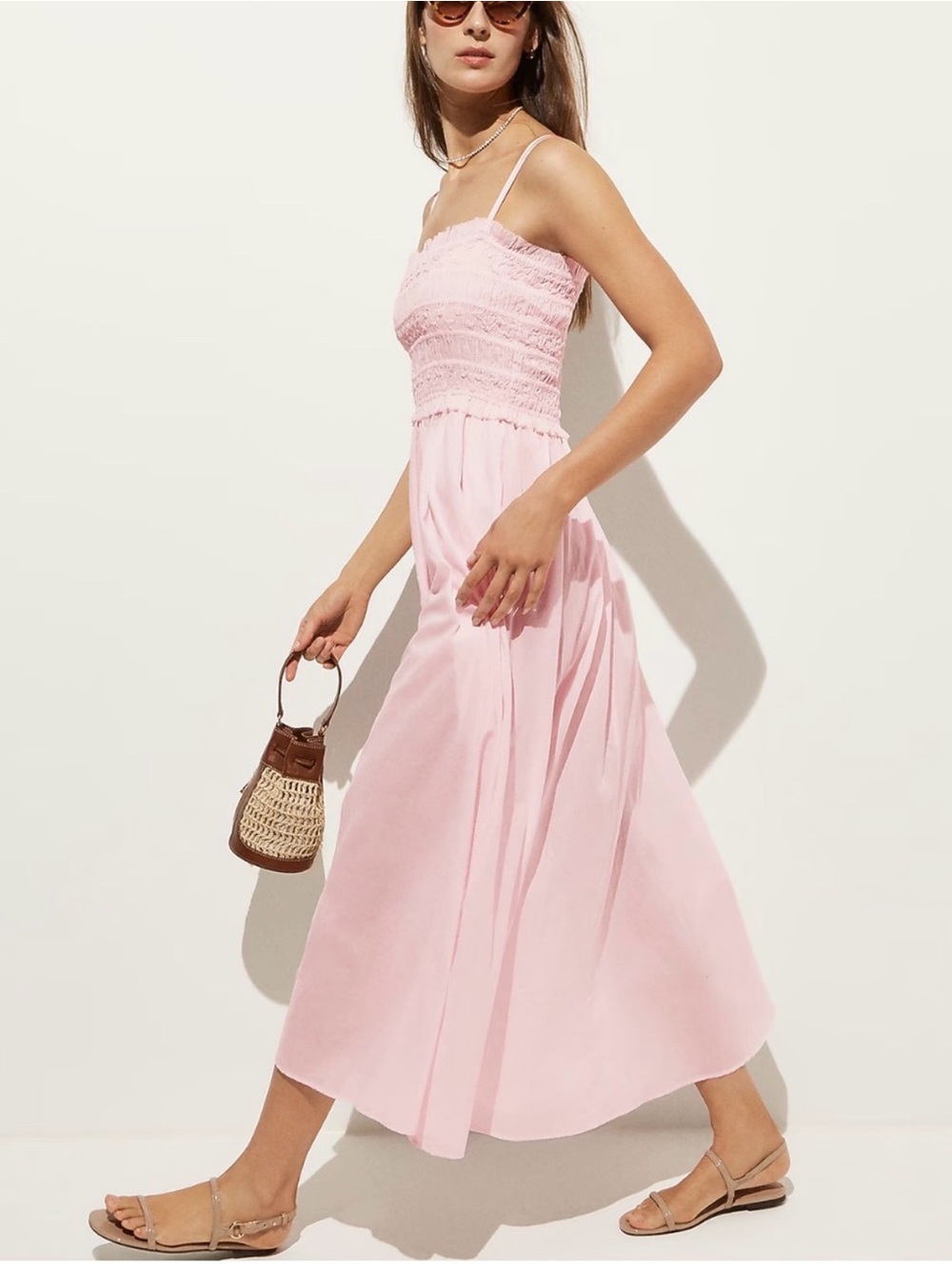 J CREW SMALL Smocked maxi dress in cotton voile CI259